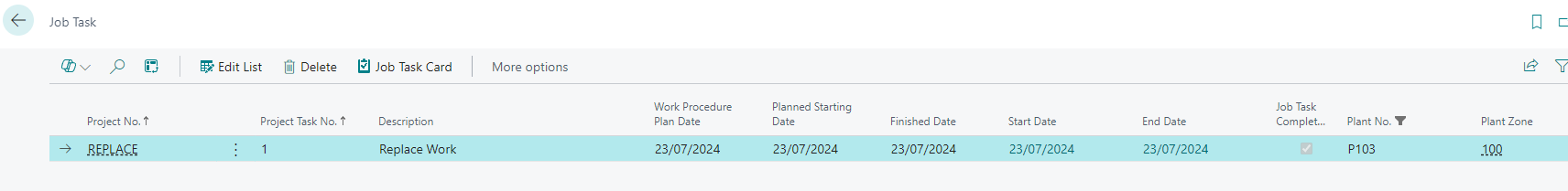 Completed Job Tasks